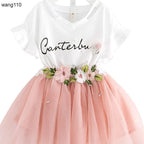 Summer Kids Girls 2-Piece T-Shirt & Hole Pants Set