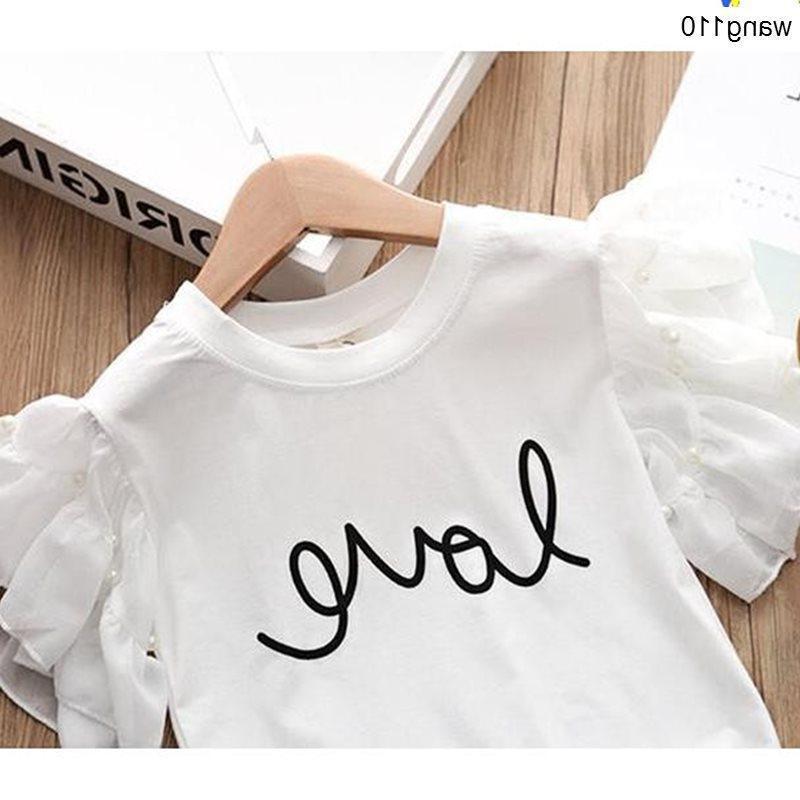 Summer Kids Girls 2-Piece T-Shirt & Hole Pants Set