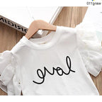 Summer Kids Girls 2-Piece T-Shirt & Hole Pants Set