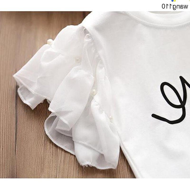 Summer Kids Girls 2-Piece T-Shirt & Hole Pants Set