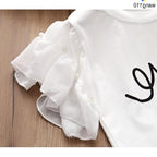 Summer Kids Girls 2-Piece T-Shirt & Hole Pants Set