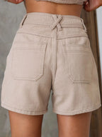 Sleeveless Button-Up Top and Shorts Denim Set