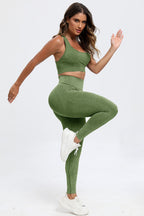 3-Piece Washed Square Neck Wide Strap Active Set – Stylish & Comfortable