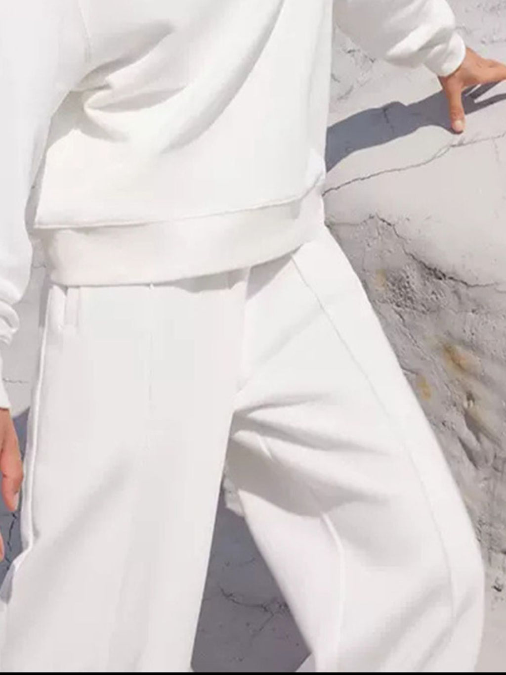 Round Neck Long Sleeve Top & Elastic Waist Pants Set