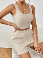 Scoop Neck Top and Shorts Set