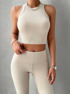Ribbed Round Neck Tank and Pants Set | Chic & Comfortable Loungewear