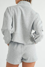 Half-Zip Long Sleeve Top & Drawstring Shorts Set