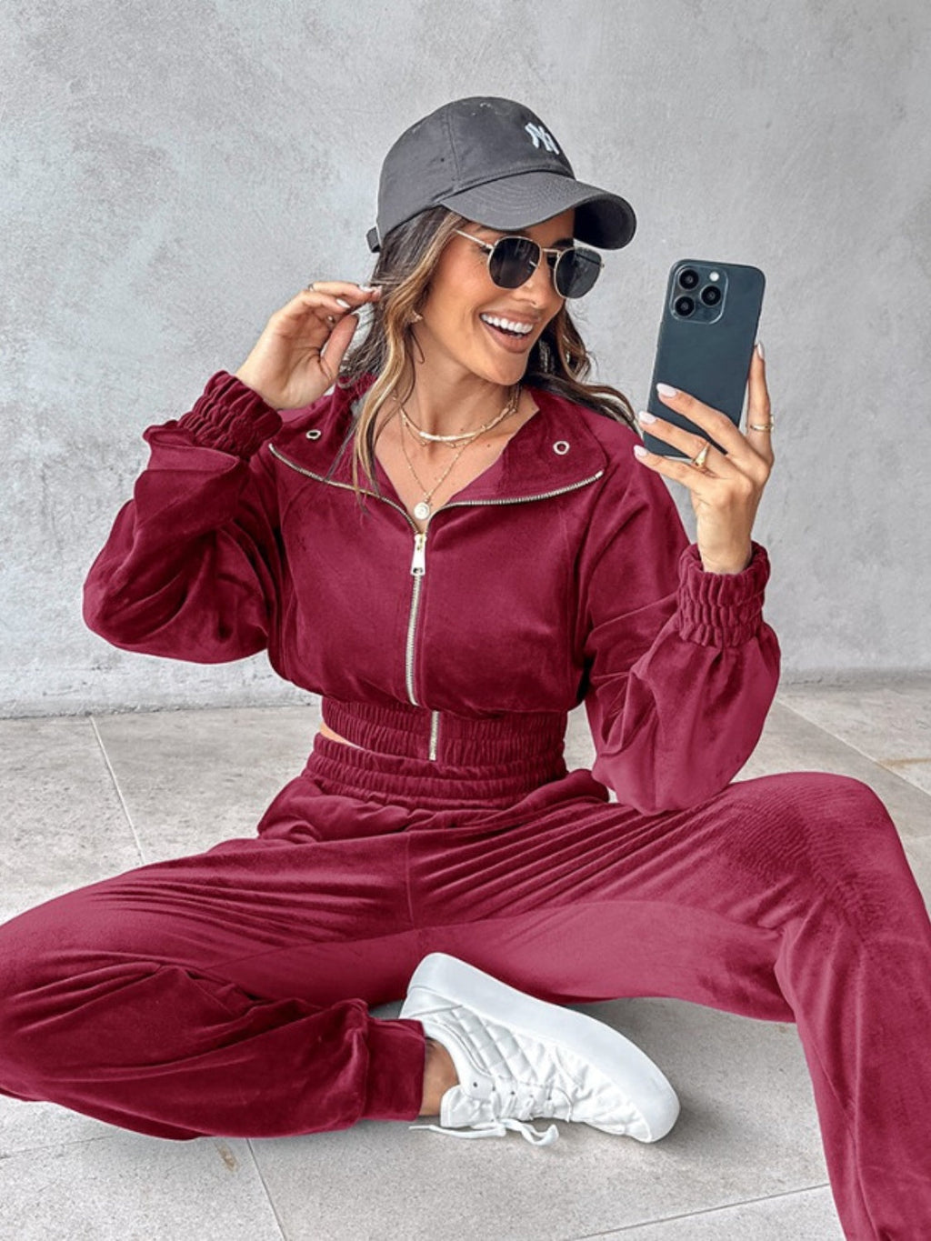 Zip-Up Cropped Top & Joggers Set | Trendy & Comfortable Lounge Wear