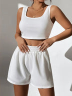Full Size Wide Strap Tank and Shorts Set Plus Size