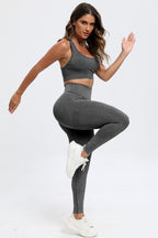 3-Piece Washed Square Neck Wide Strap Active Set – Stylish & Comfortable