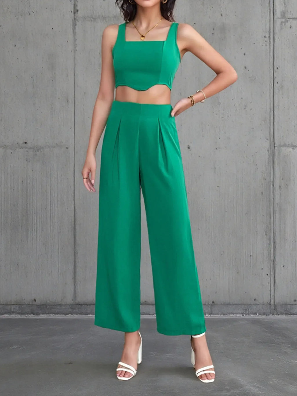 Square Neck Tank and Pants Set