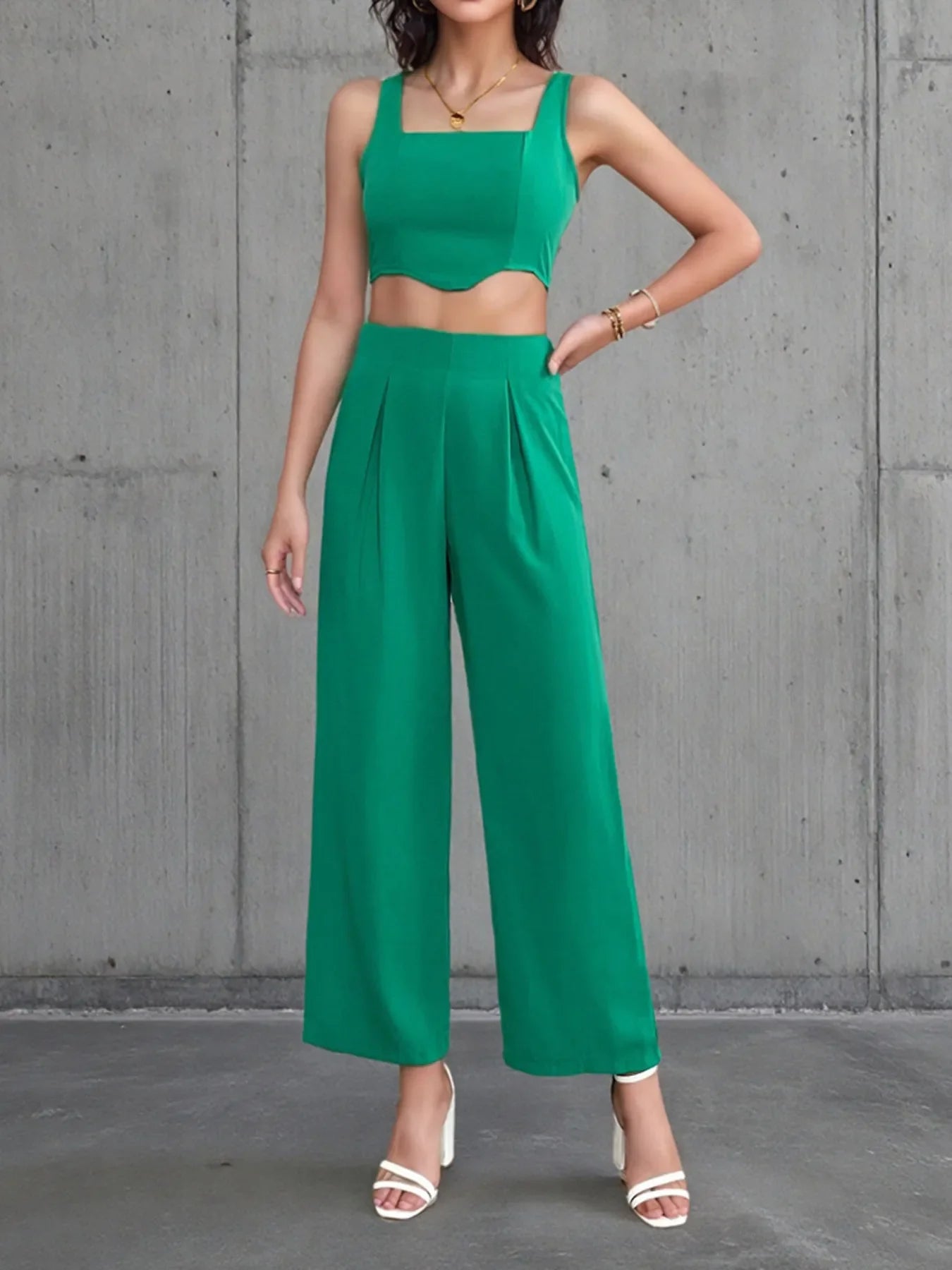 Square Neck Tank and Pants Set