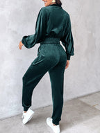 Zip-Up Cropped Top & Joggers Set | Trendy & Comfortable Lounge Wear