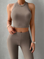 Ribbed Round Neck Tank and Pants Set | Chic & Comfortable Loungewear