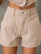 Sleeveless Button-Up Top and Shorts Denim Set