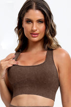 3-Piece Washed Square Neck Wide Strap Active Set – Stylish & Comfortable