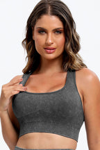 3-Piece Washed Square Neck Wide Strap Active Set – Stylish & Comfortable