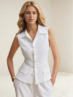 Button Up Vest and Pants Suit Set