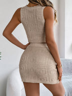 Twisted Round Neck Sleeveless Top and Skirt Sweater Se