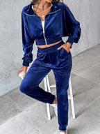 Zip-Up Cropped Top & Joggers Set | Trendy & Comfortable Lounge Wear