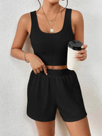 Scoop Neck Top and Shorts Set