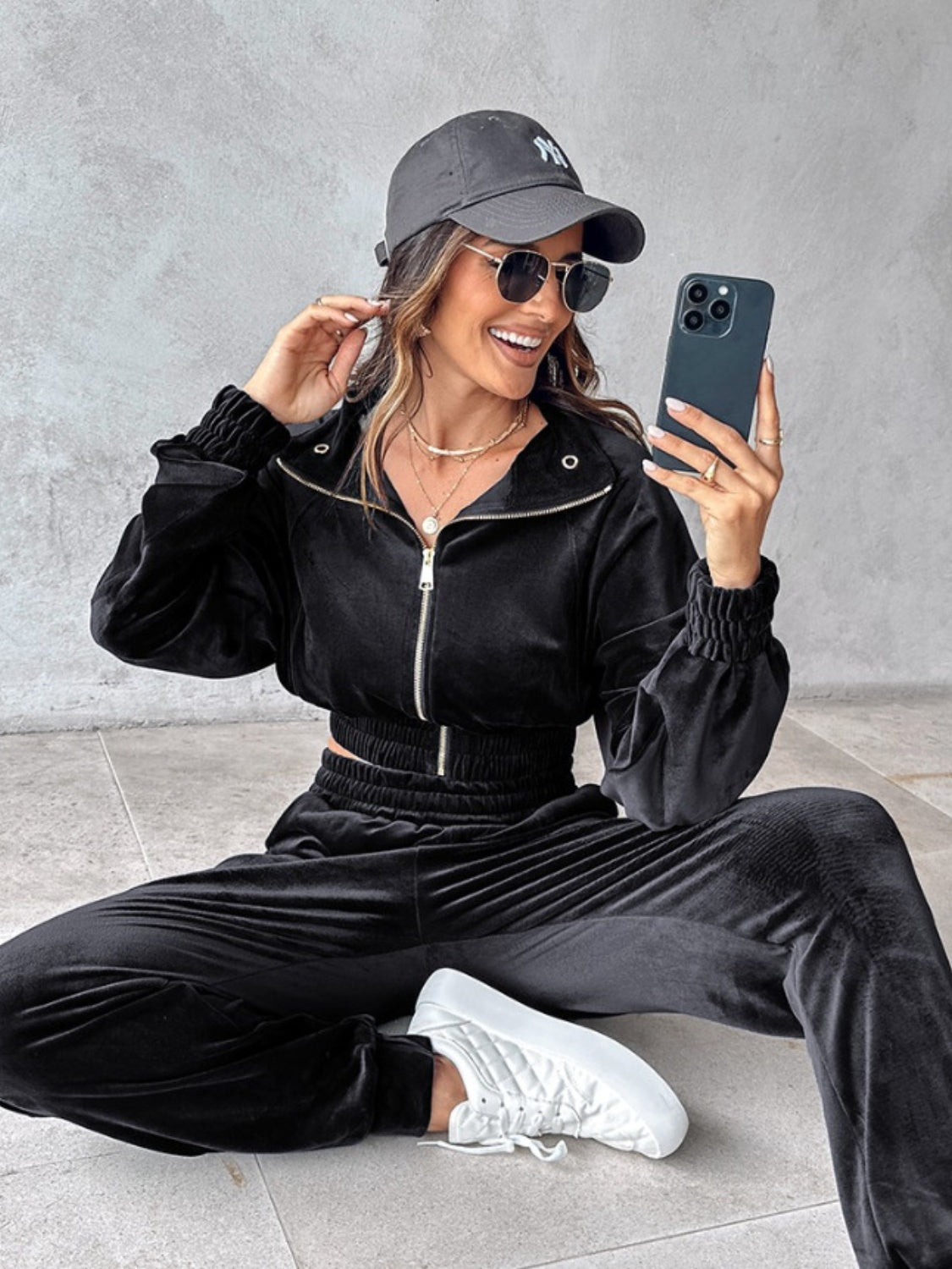 Zip-Up Cropped Top & Joggers Set | Trendy & Comfortable Lounge Wear