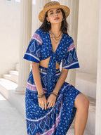 Printed Flutter Sleeve Top and Skirt Set | Effortless Elegance