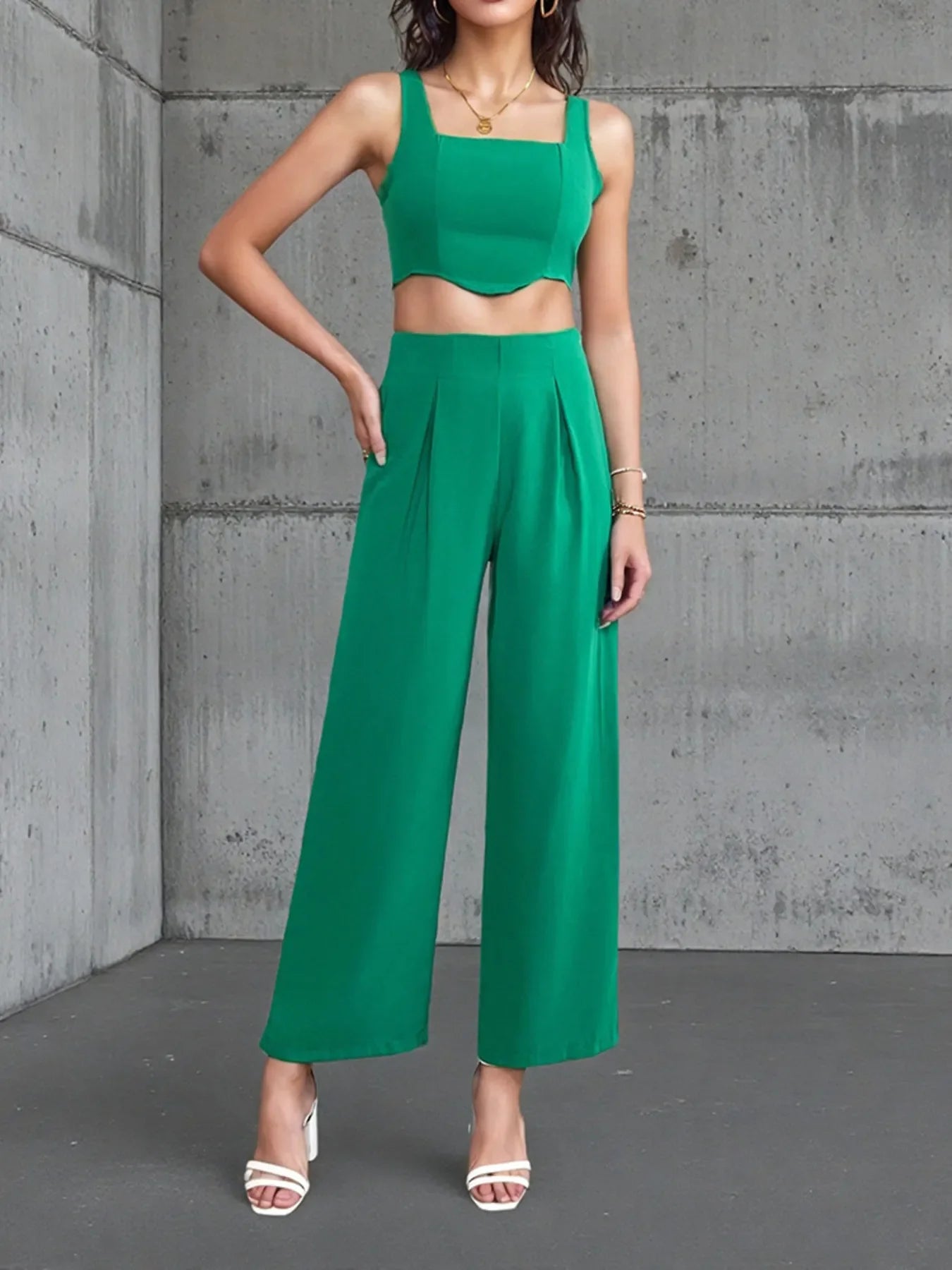 Square Neck Tank and Pants Set