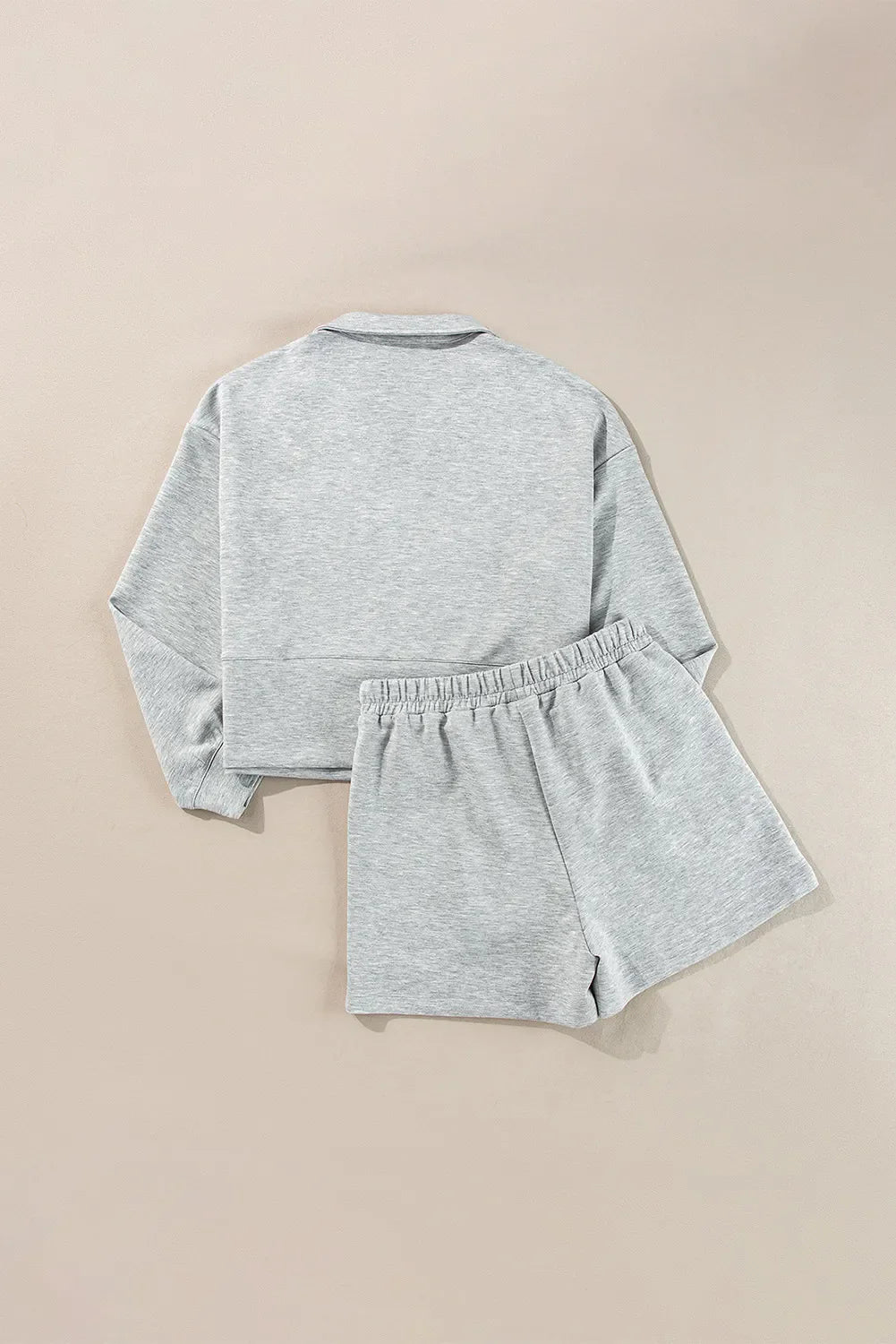 Half-Zip Long Sleeve Top & Drawstring Shorts Set