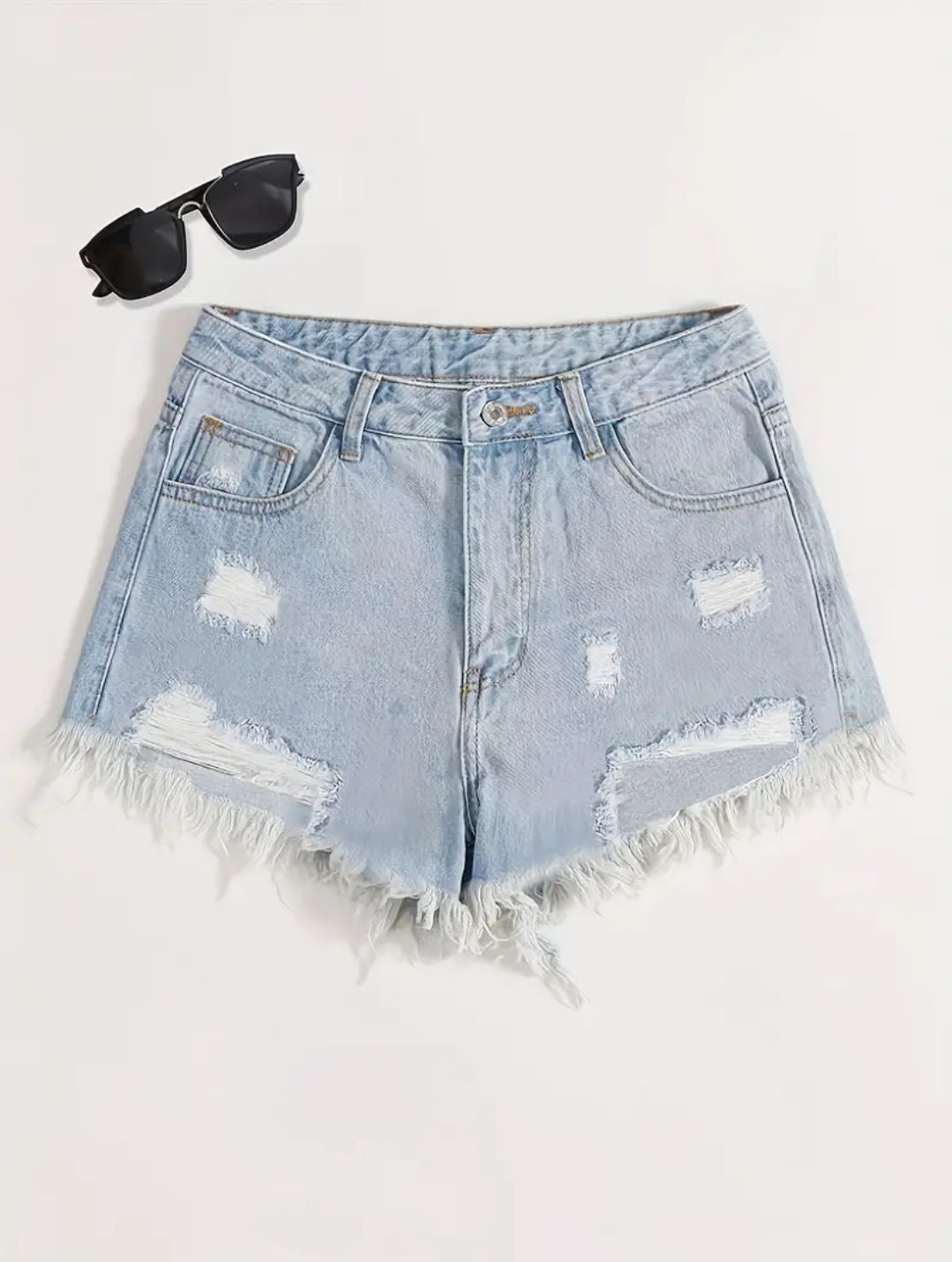 Ripped High Waist Distressed Denim Shorts – Trendy & Stylish