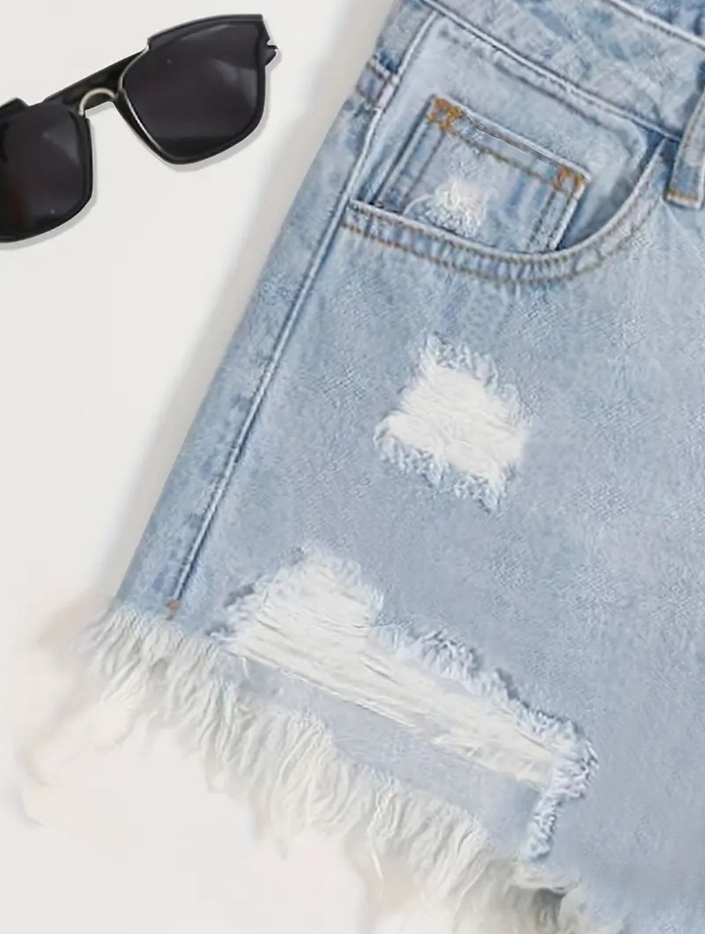 Ripped High Waist Distressed Denim Shorts – Trendy & Stylish