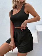 Full Size Wide Strap Tank and Shorts Set Plus Size