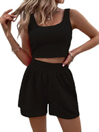 Full Size Wide Strap Tank and Shorts Set Plus Size