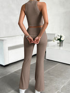Ribbed Round Neck Tank and Pants Set | Chic & Comfortable Loungewear