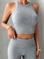 Ribbed Round Neck Tank and Pants Set | Chic & Comfortable Loungewear