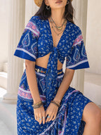 Printed Flutter Sleeve Top and Skirt Set | Effortless Elegance