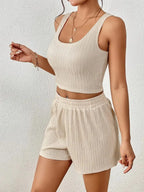 Scoop Neck Top and Shorts Set
