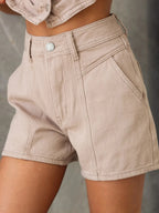 Sleeveless Button-Up Top and Shorts Denim Set