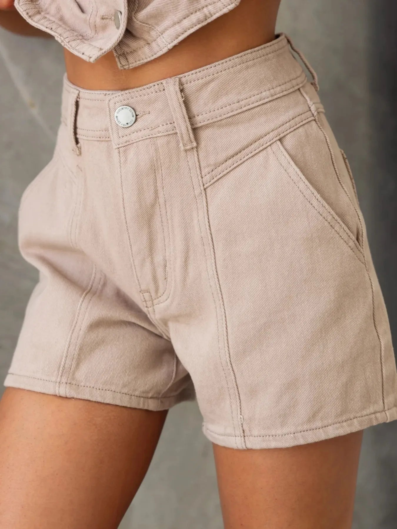 Sleeveless Button-Up Top and Shorts Denim Set